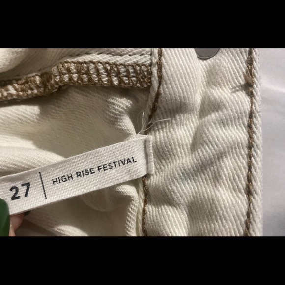 Pacsun High Rise Frayed Hem Yellow & Blue Festival Jean Shorts - Picture 7 of 9